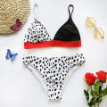 Wholesale Summer Off Shoulder Cartoon Bikini Strap Two Pieces Leopard Cute Dot Women Swimwear